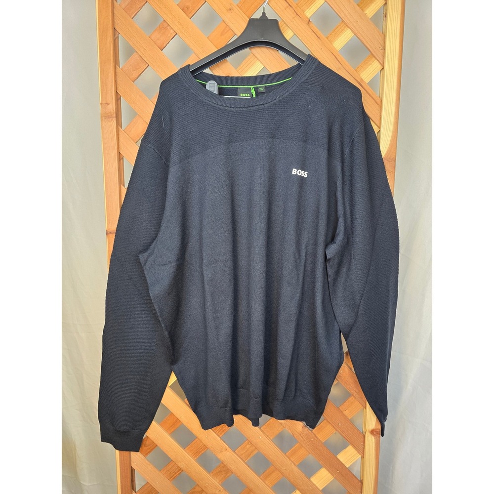 BOSS Hugo Boss KN_Momentum-X CN Sweater Mens XXL Black Ribbed Knit - New